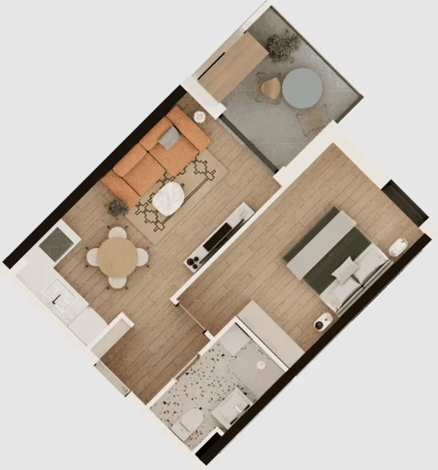 2 ოთახიანი ბინა - გეგმარება