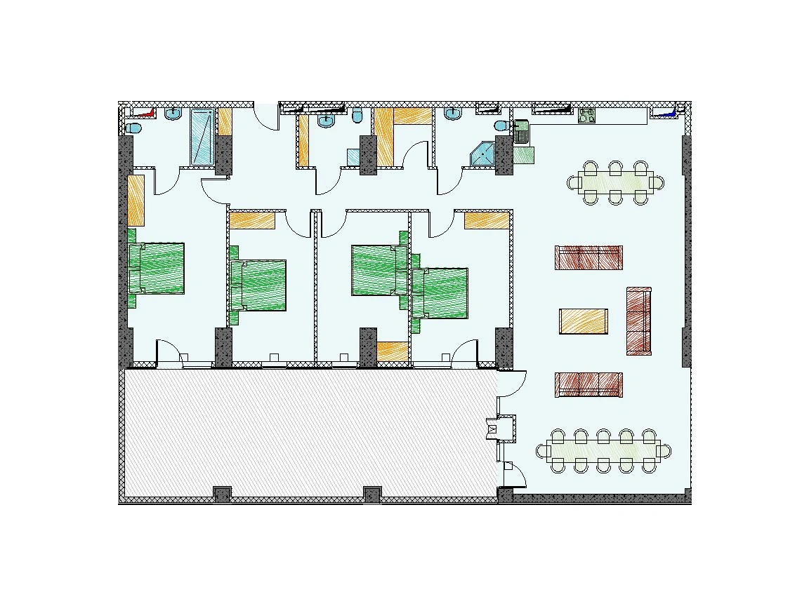 4 საძინებლიანი, 259.70 მ², -3 სართ. - გეგმარება