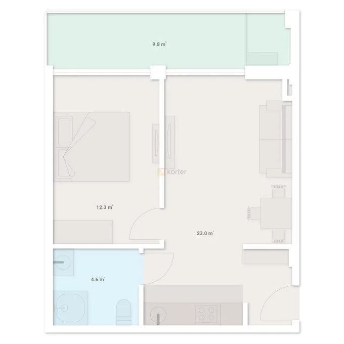 2 ოთახიანი ბინა - გეგმარება