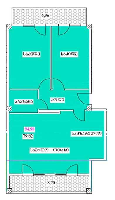 2 ოთახიანი ბინა