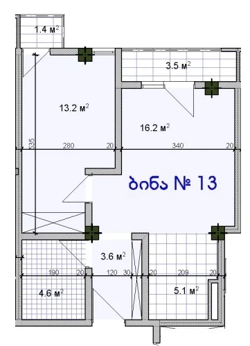 2 ოთახიანი ბინა