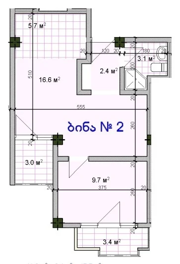 2 ოთახიანი ბინა