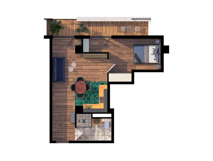 1 ოთახიანი ბინა - გეგმარება