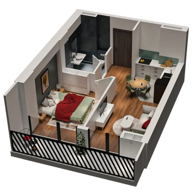 2 ოთახიანი ბინა - გეგმარება