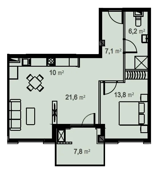 2 ოთახიანი ბინა - გეგმარება