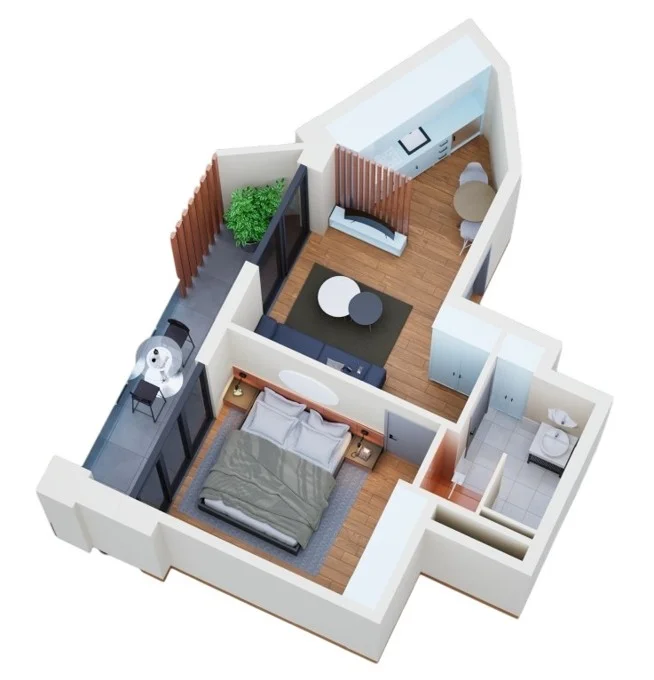 2 ოთახიანი ბინა - გეგმარება